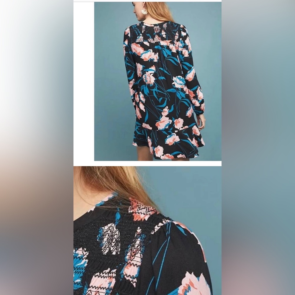 MAEVE by ANTHROPOLOGIE Ragondq Floral Tunic in Black size 4
